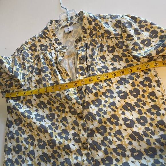 Cabi Providence Shacket Women's Medium Yellow Leopard Print Shirt Jacket 5854 - Picture 9 of 10